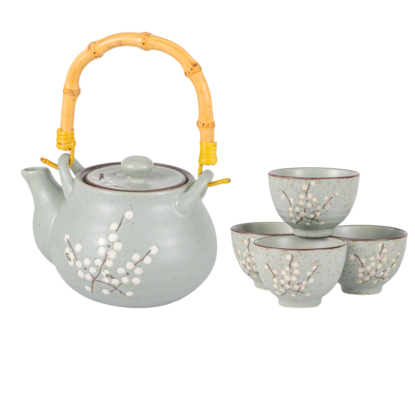 Urban Tokyo - Blue Ume Plum Blossoms Tea Set 27oz Tea Pot with 4 Cups (1/12)