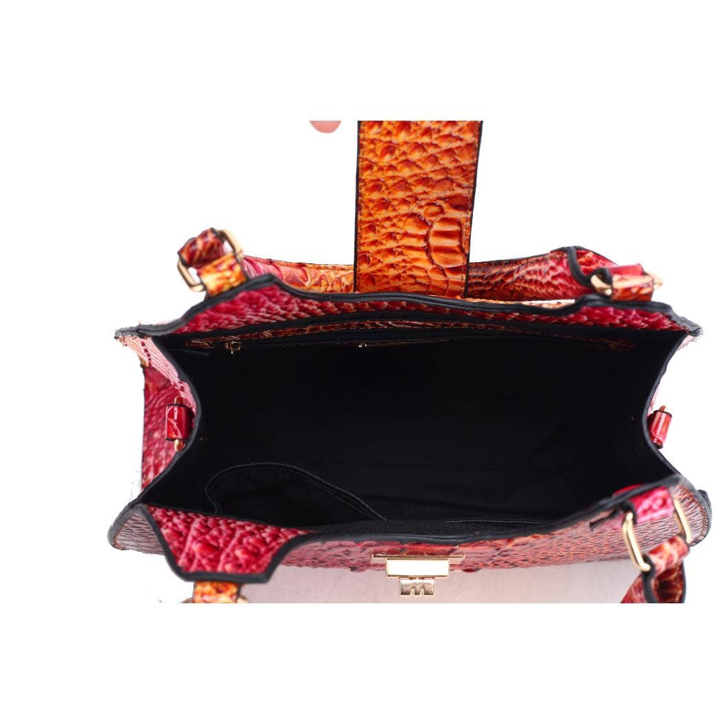 MKF Collection - MKF Ava Gradient Rainbow Faux Crocodile Embossed Tote Bag: Pink