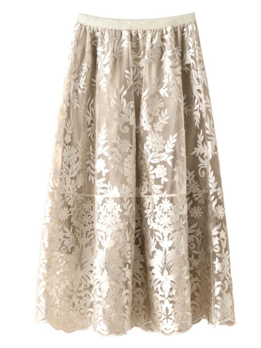 PEACH ACCESSORIES - SK165 Beige floral skirt