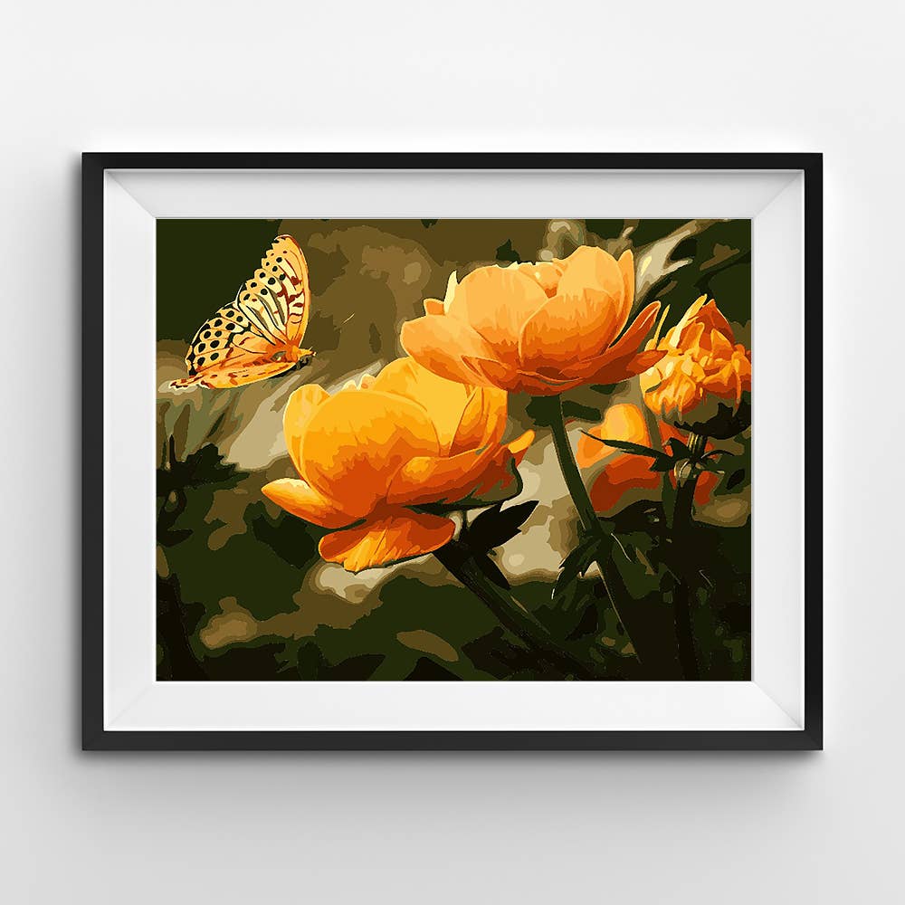 Winnie's Picks - Peach butterfly in the summer - DIY Paint By Numbers Kit: 16x20in