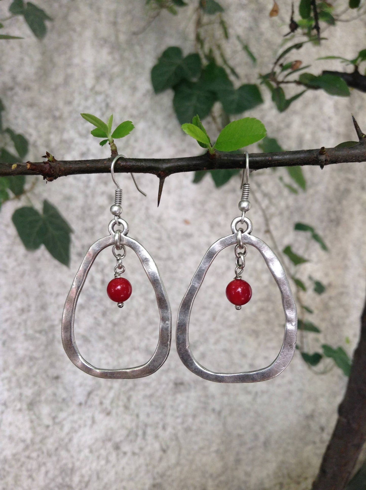 Volare - 5195T Oval hoop with stone silver plated: F.w.pearl