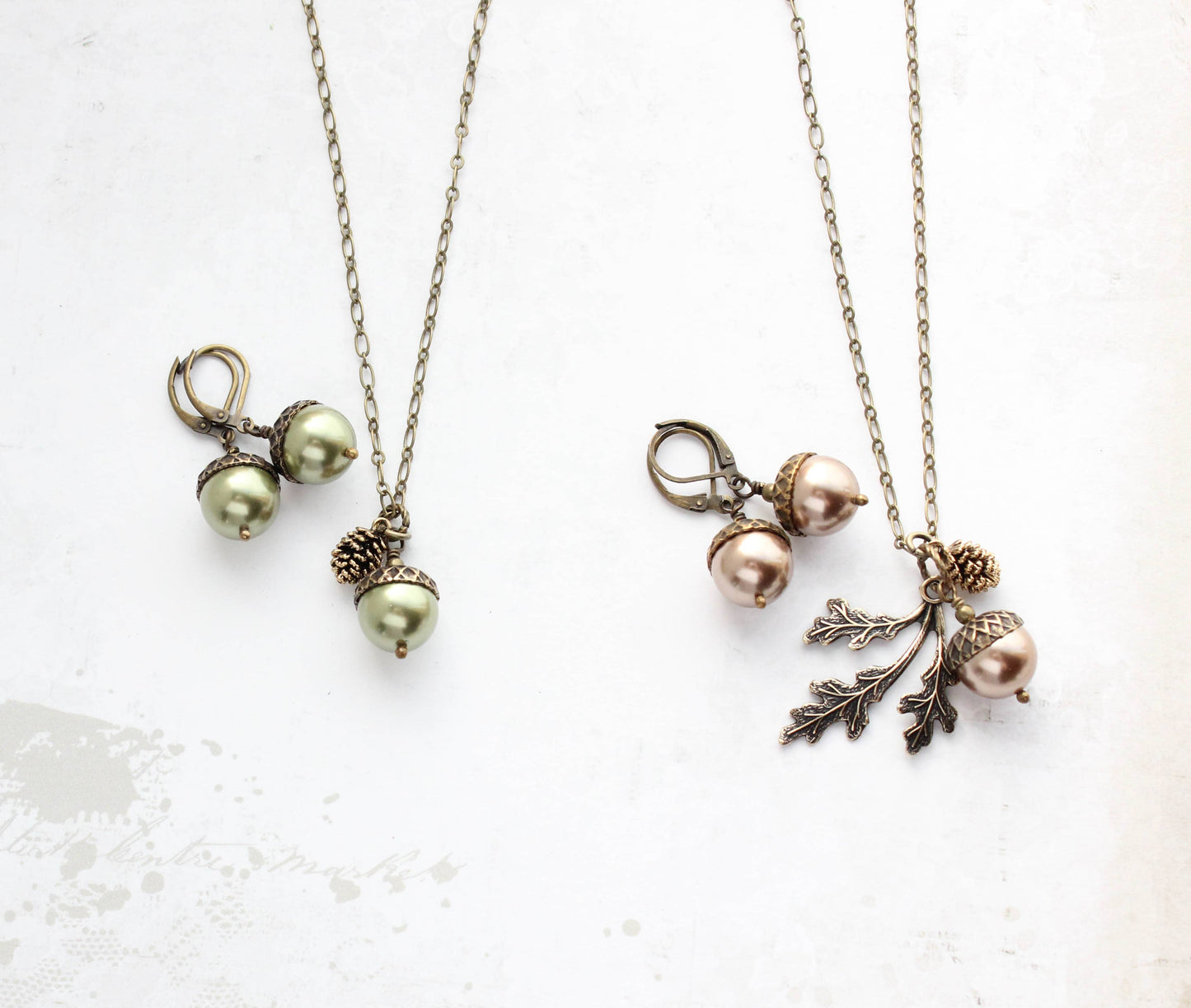 A Pocket of Posies - Pearl Acorn Earrings | ANTIQUED BRASS | Nature jewelry: Copper Pearl