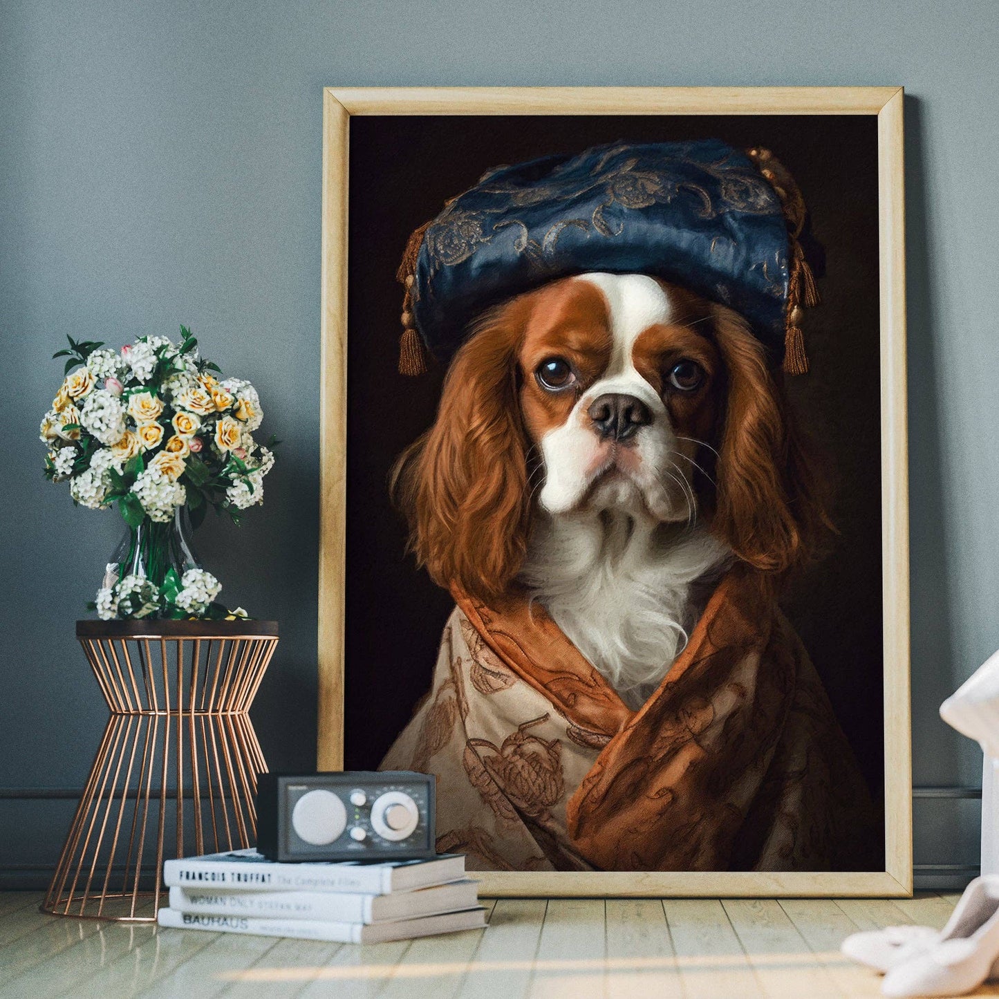 Ink & Drop - King Charles Spaniel Tan Dog Portrait Print: 11 ¾ x 15 ¾ in | 30x40 cm / Matte