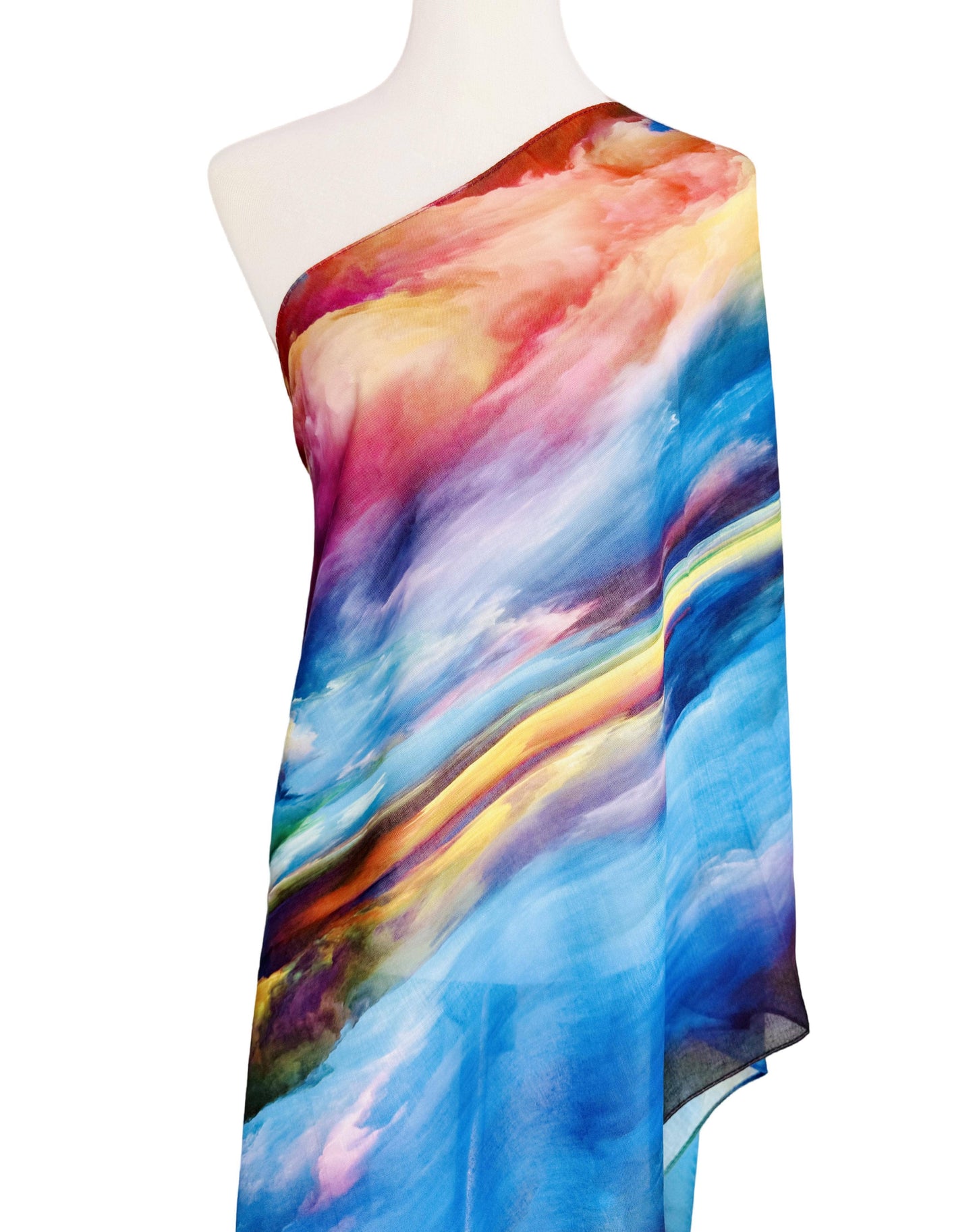 JC Sunny Fashion - JC022853 Blue-Orange Color Of Clouds Scarf/Shawl