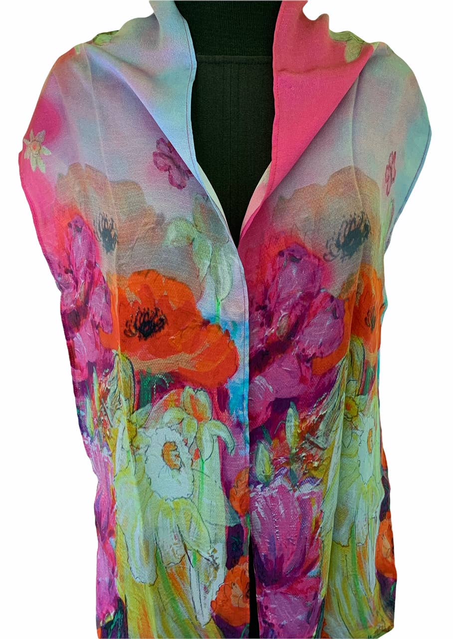 NINA J - Happy Flower Spirits Silk Scarf