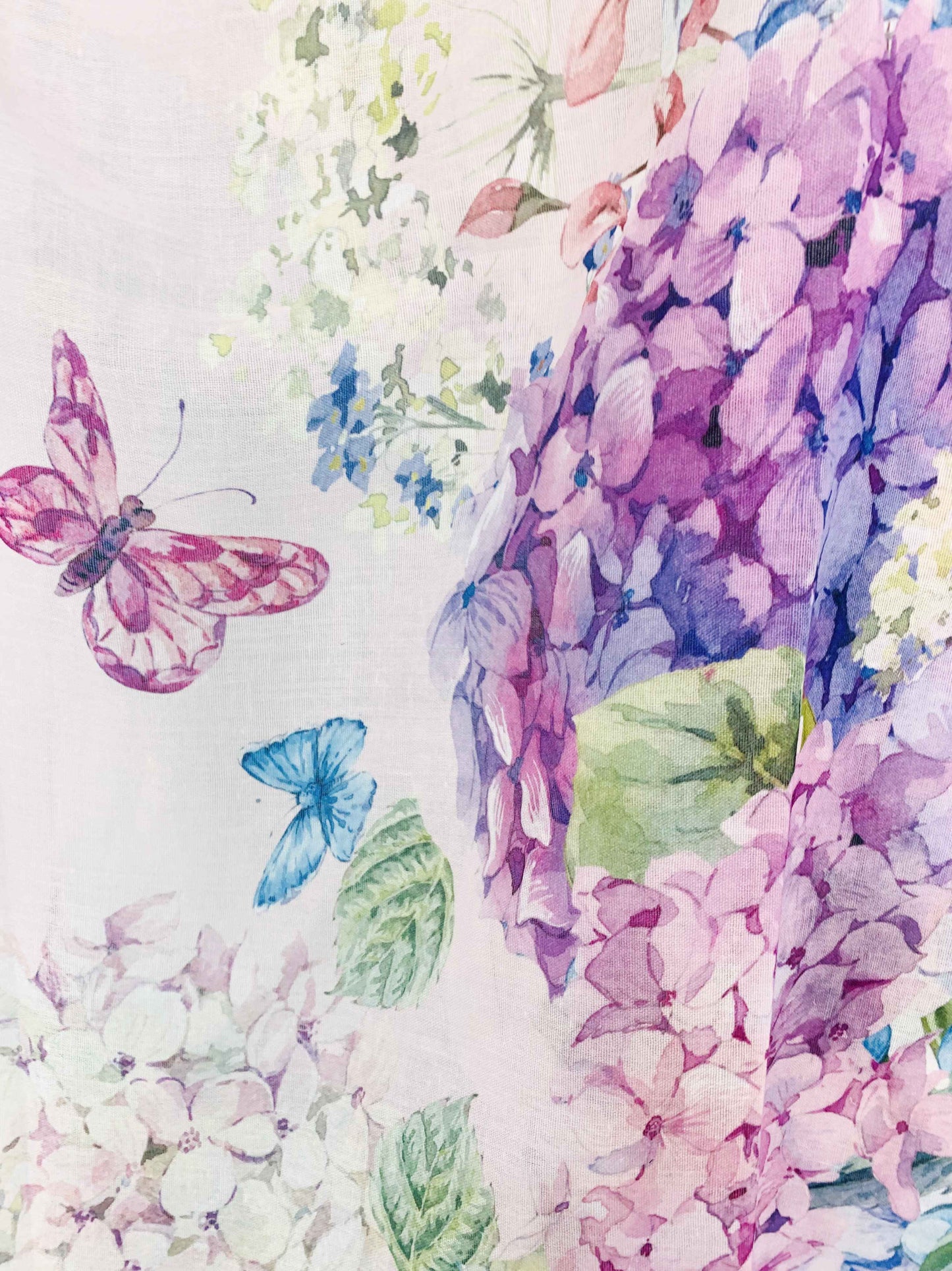 JC Sunny Fashion - JC071113 Pink-Multi Hydrangea & Butterfly Scarf