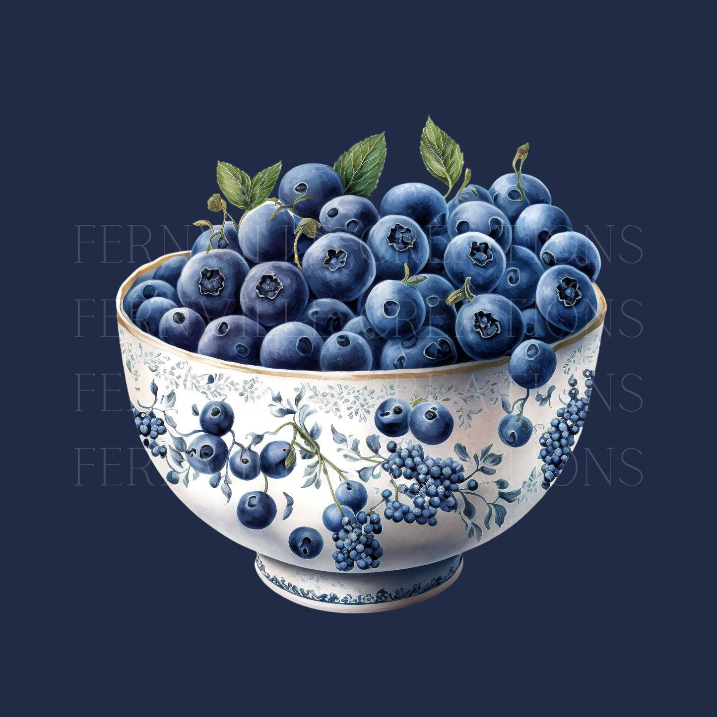 Fernville Creations - Blueberry Elegant Luxury Kitchen Hand Towel Decor