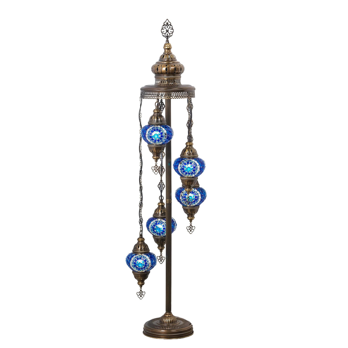 Mozaist - 5-Globe Turkish Mosaic Floor Lamp (Blue)