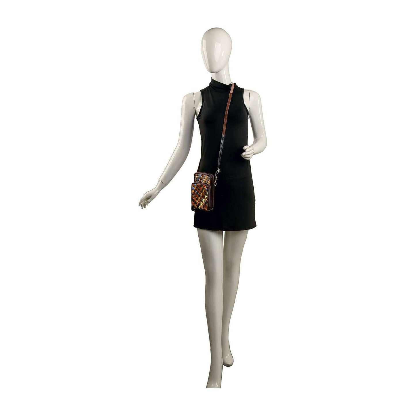 Handbag Express - Genuine Leather Woven Front Pocket Crossbody: Multi