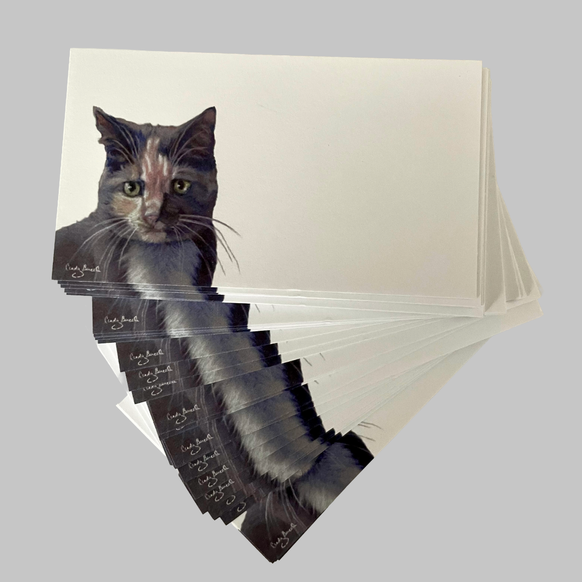 Forever Caroline LLC - Gray Tabby Cat “Love Notes” Pack of 60 Tiny Cards