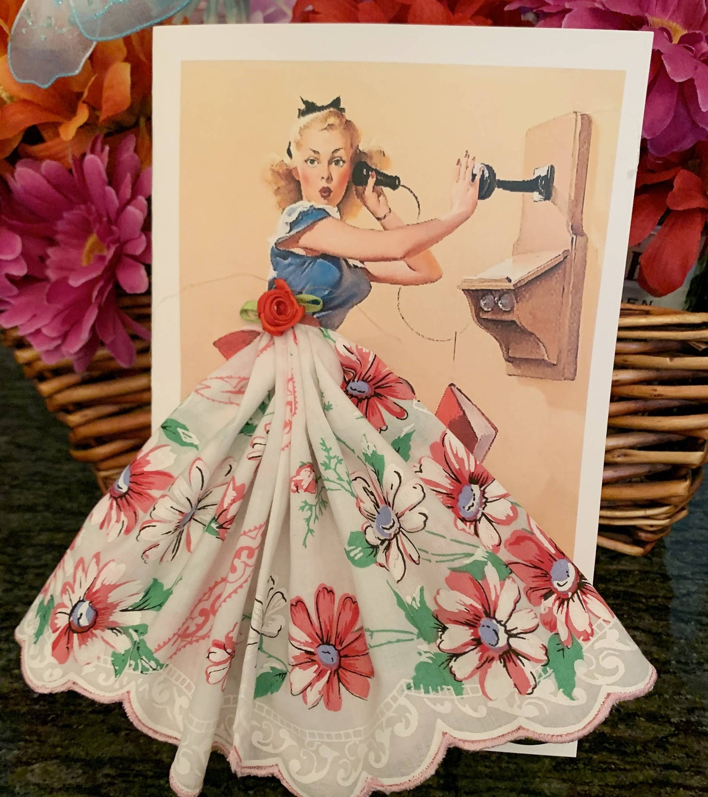 MOMENTS IN THYME - Telephone Pinup Girl Keepsake Card
