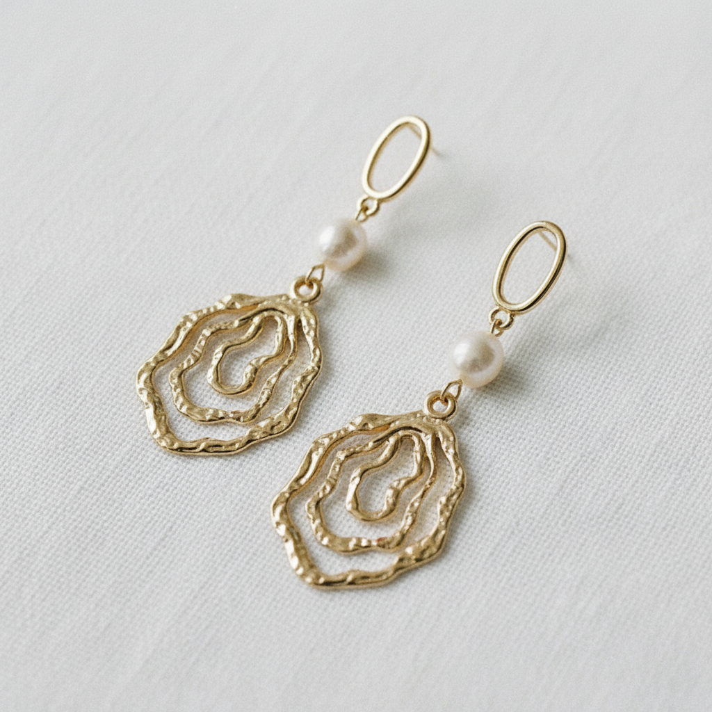 camilla dovey - Circular Frame Baroque Pearl Drop Earrings