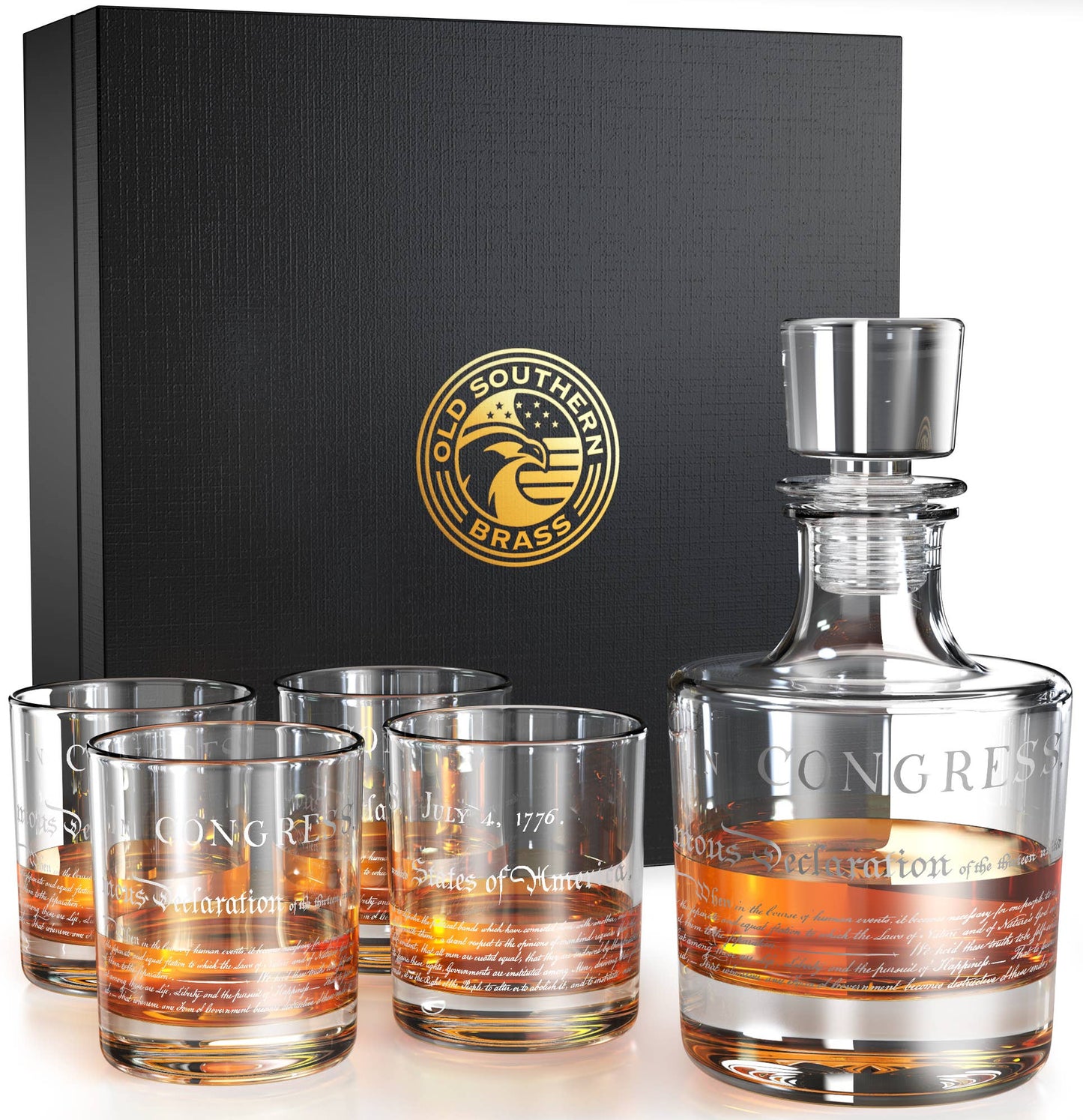 Old Southern Brass - Declaration of Independence Decanter Whiskey Glass Gift Set