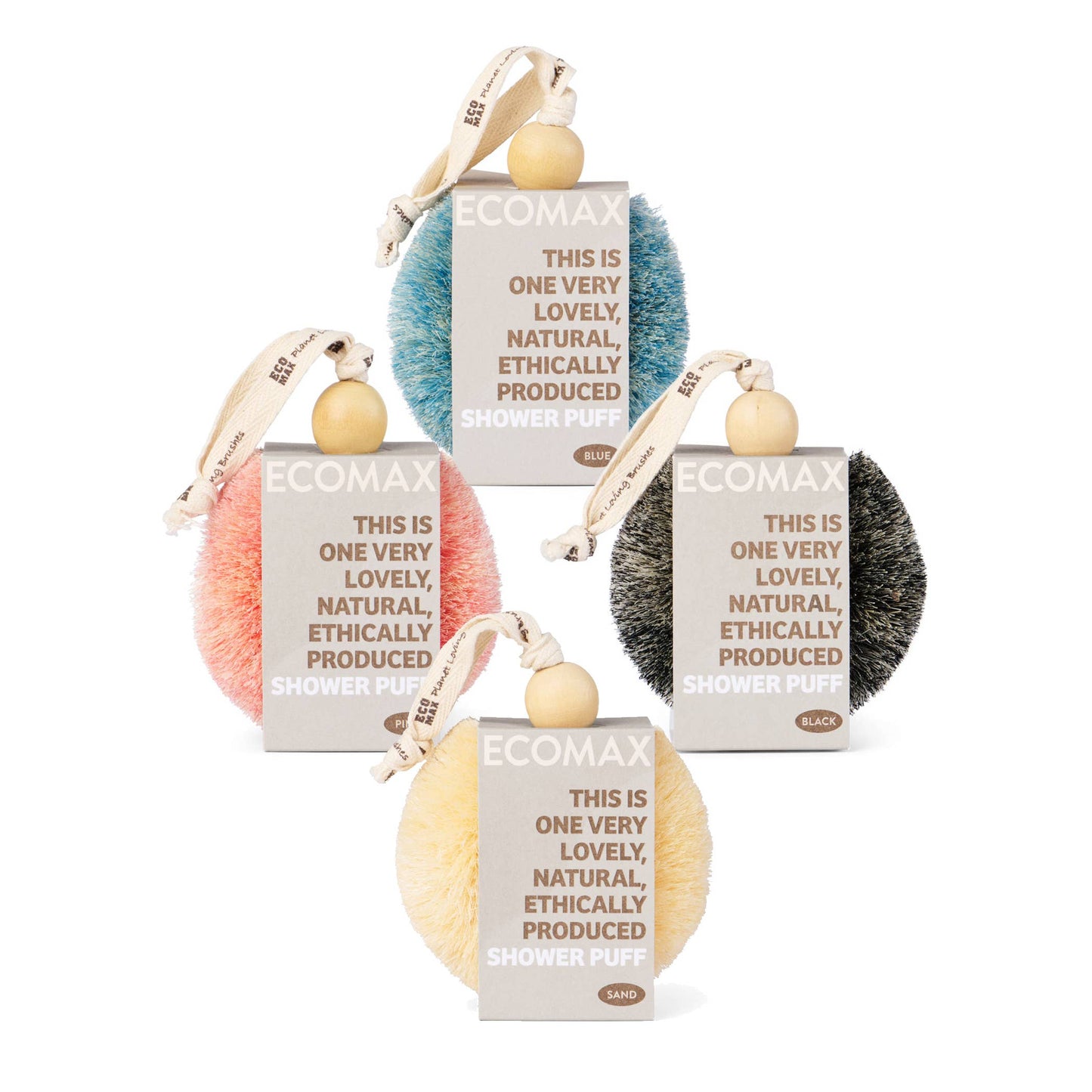 Ethical Global - Spa Shower Puff Body Brushes - Handmade - All Natural: Black