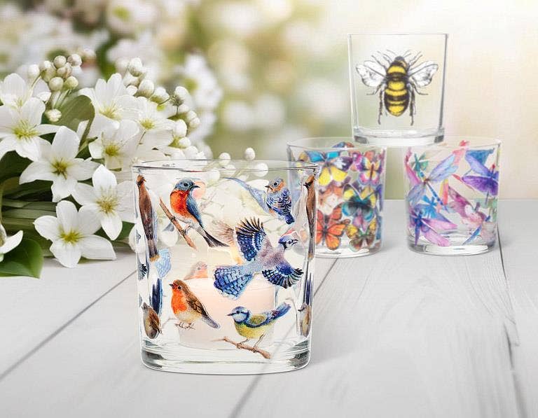 Abbott - Colourful Birds Votive-3"H