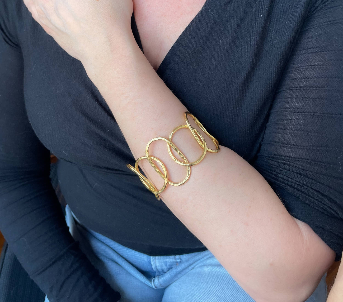 AJS Design Studio - Handmade gold plated hammered cuff