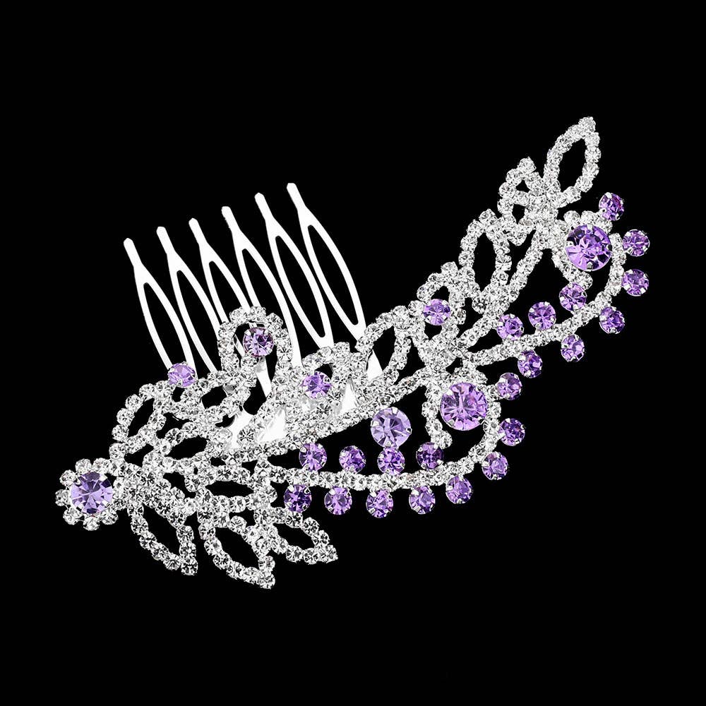 Sensibling Corp. - Round Stone Cluster Embellished Rhinestone Paved Hair Comb: AB,Gold