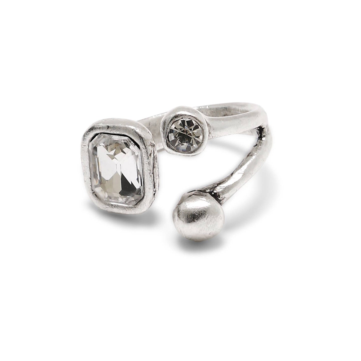 Chanour - Handmade Clear Crystal Brass Ring - 6988