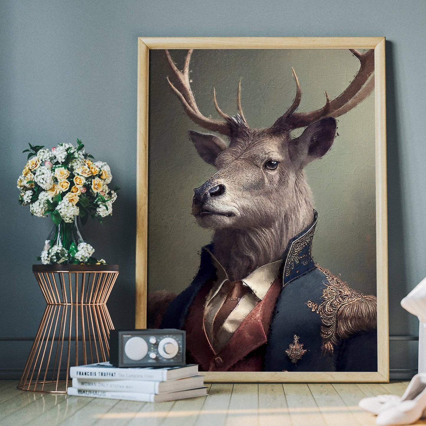 Ink & Drop - Stag Animal Head Print: 11 ¾ x 15 ¾ in | 30x40 cm / Matte