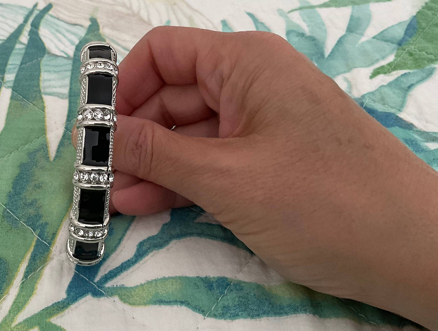 My Best Kept Jewelry - Black Enamel Station Bangle