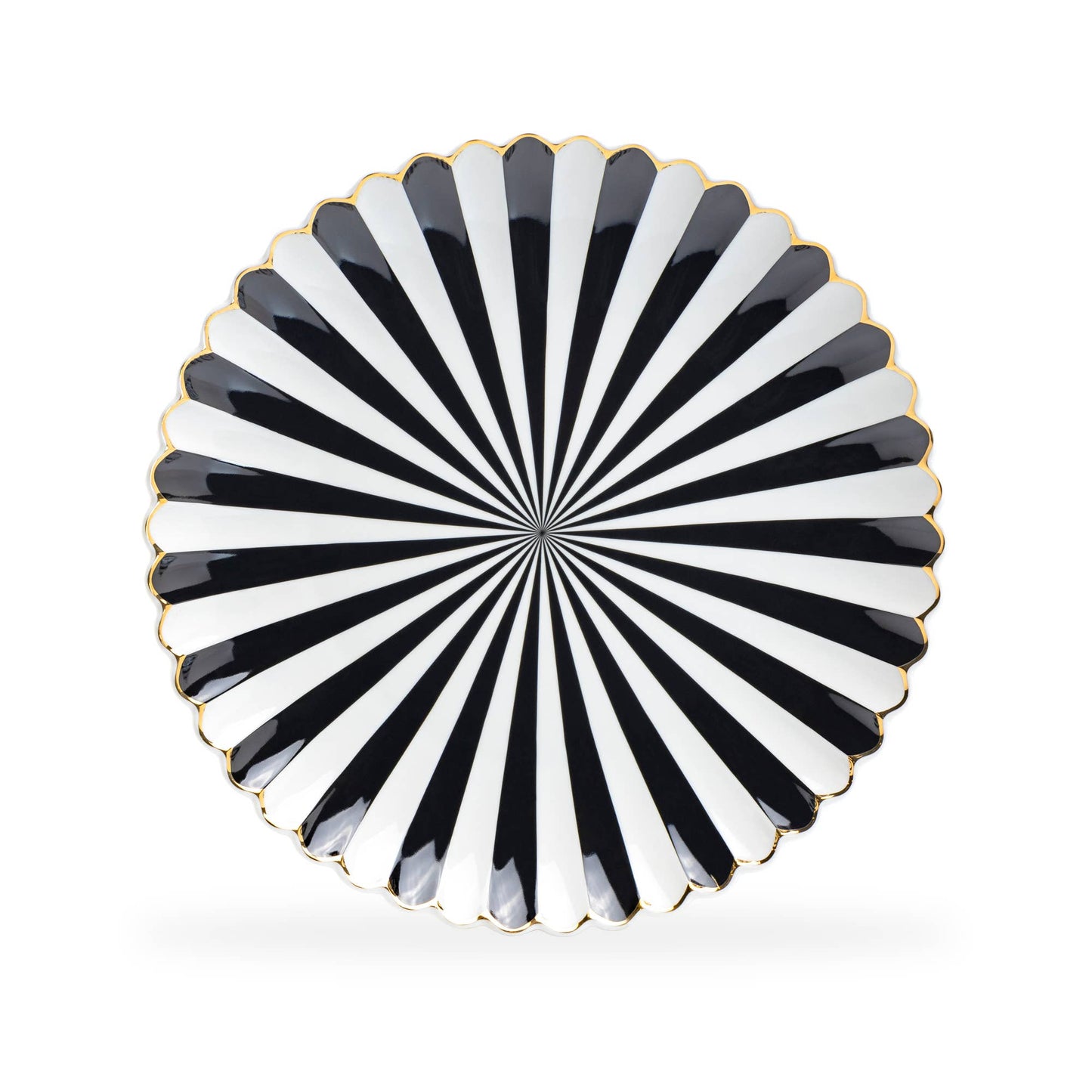 Grace Teaware - Black and White 10.75" Scallop Fine Porcelain Dinner Plate