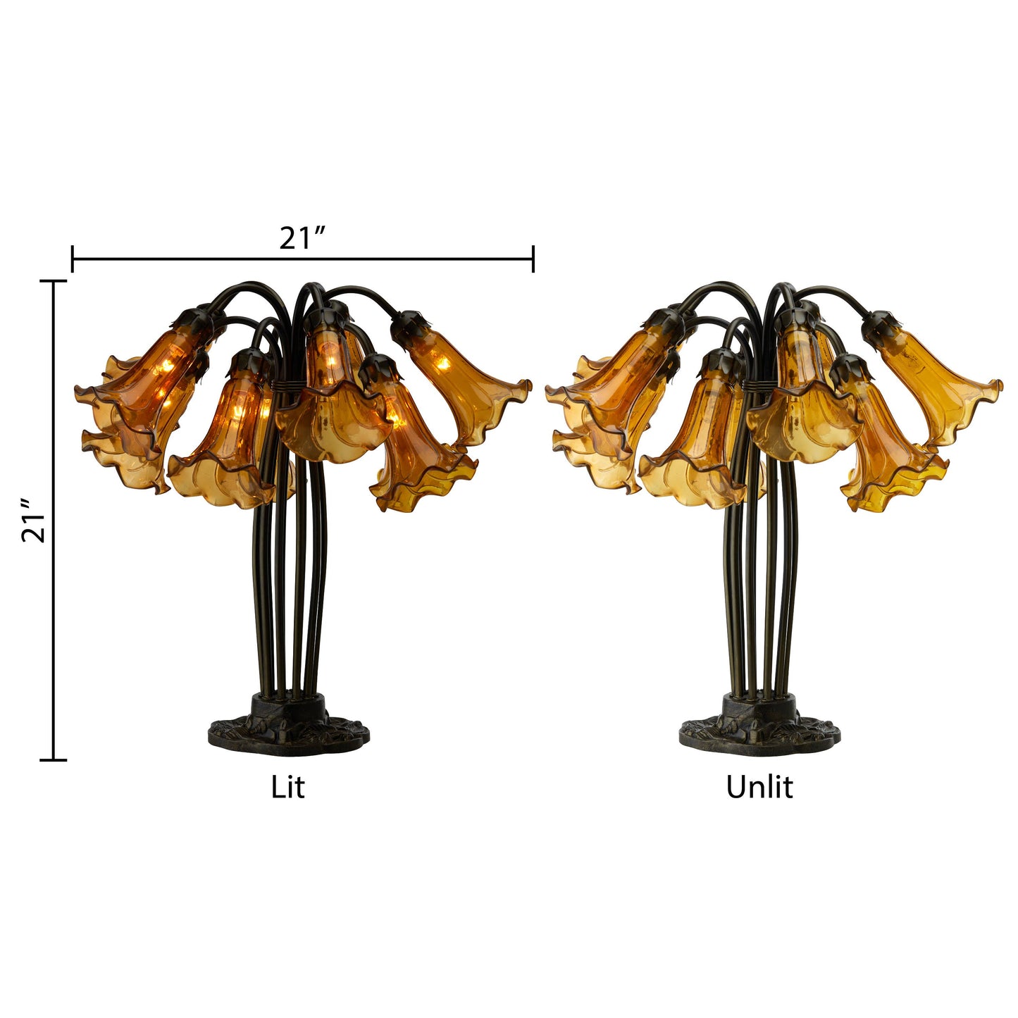 River of Goods - 21"H Lily 10 Light Amber Shade Table Lamp