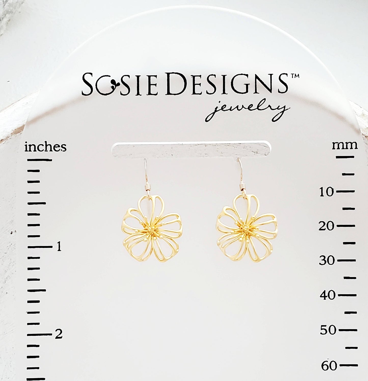 Sosie Designs - Matte Gold Exotic Flower Earrings