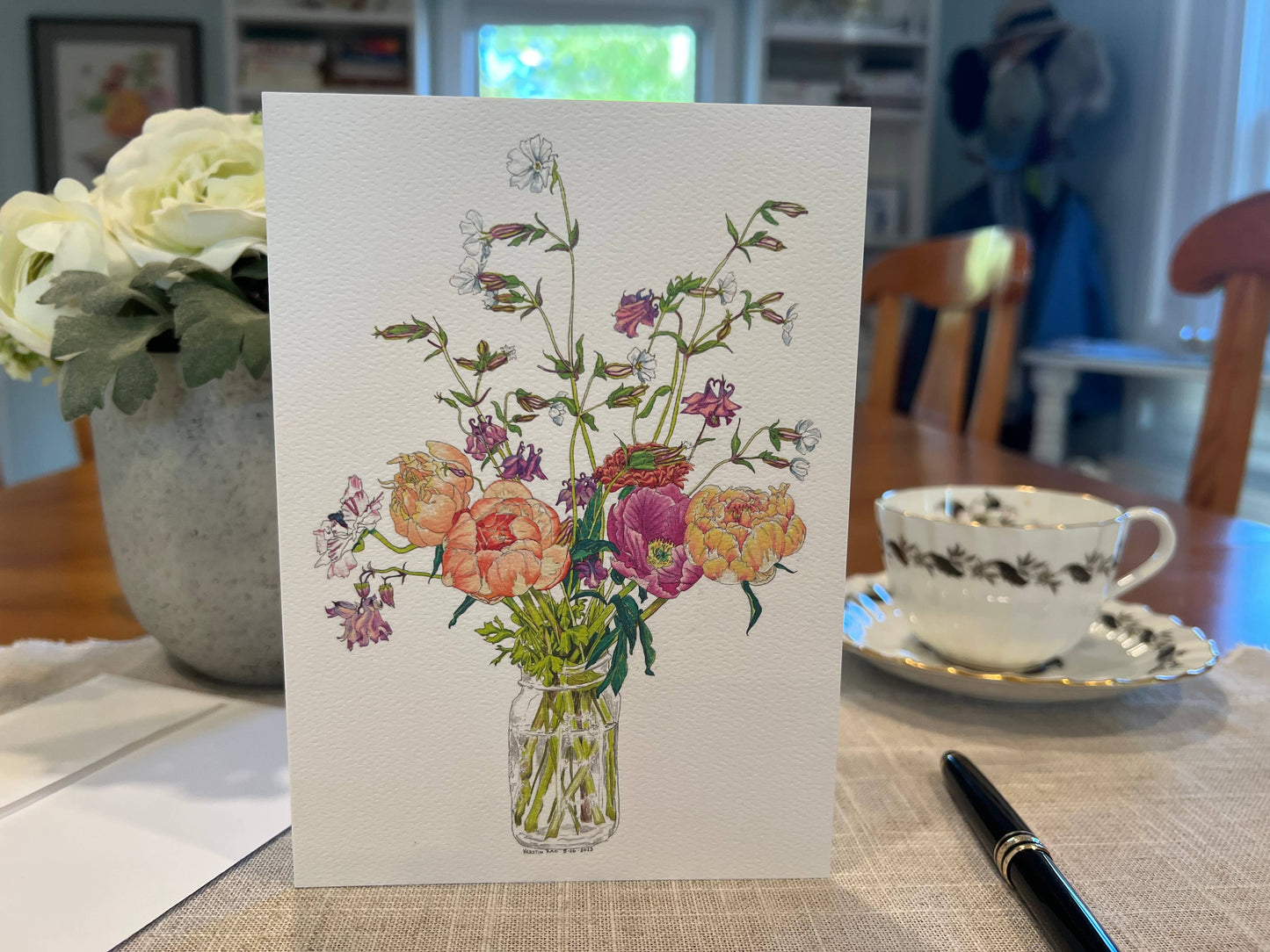 Vivid Cottage - Peonies & Catchflies - card