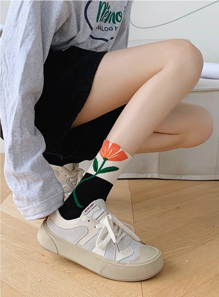 JC Sunny Fashion - JCS010 3D Floral Spring/Summer Socks: Assorted 5 pairs/pack--1 pattern per pair; min. 4 packs 20 pairs