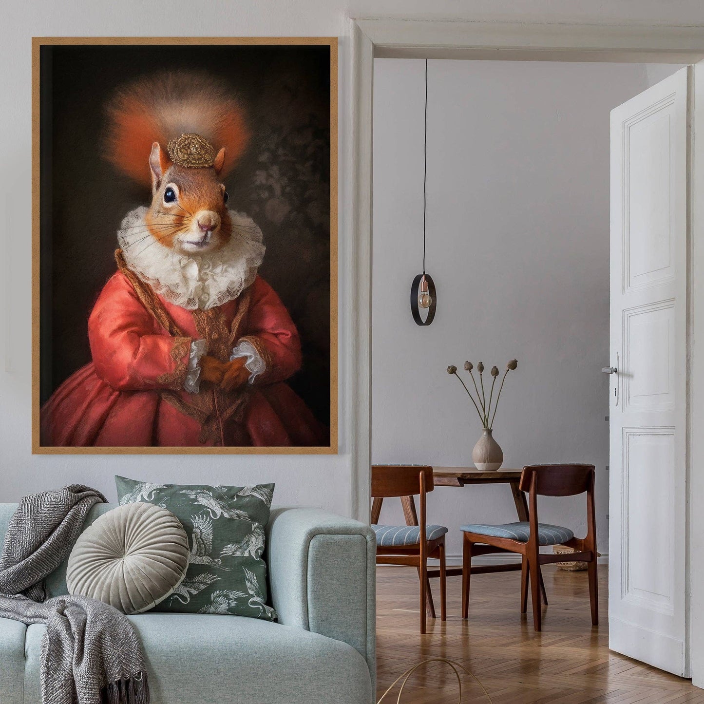 Ink & Drop - Red Squirrel Lady Animal Portrait Print: 11 ¾ x 15 ¾ in | 30x40 cm / Matte