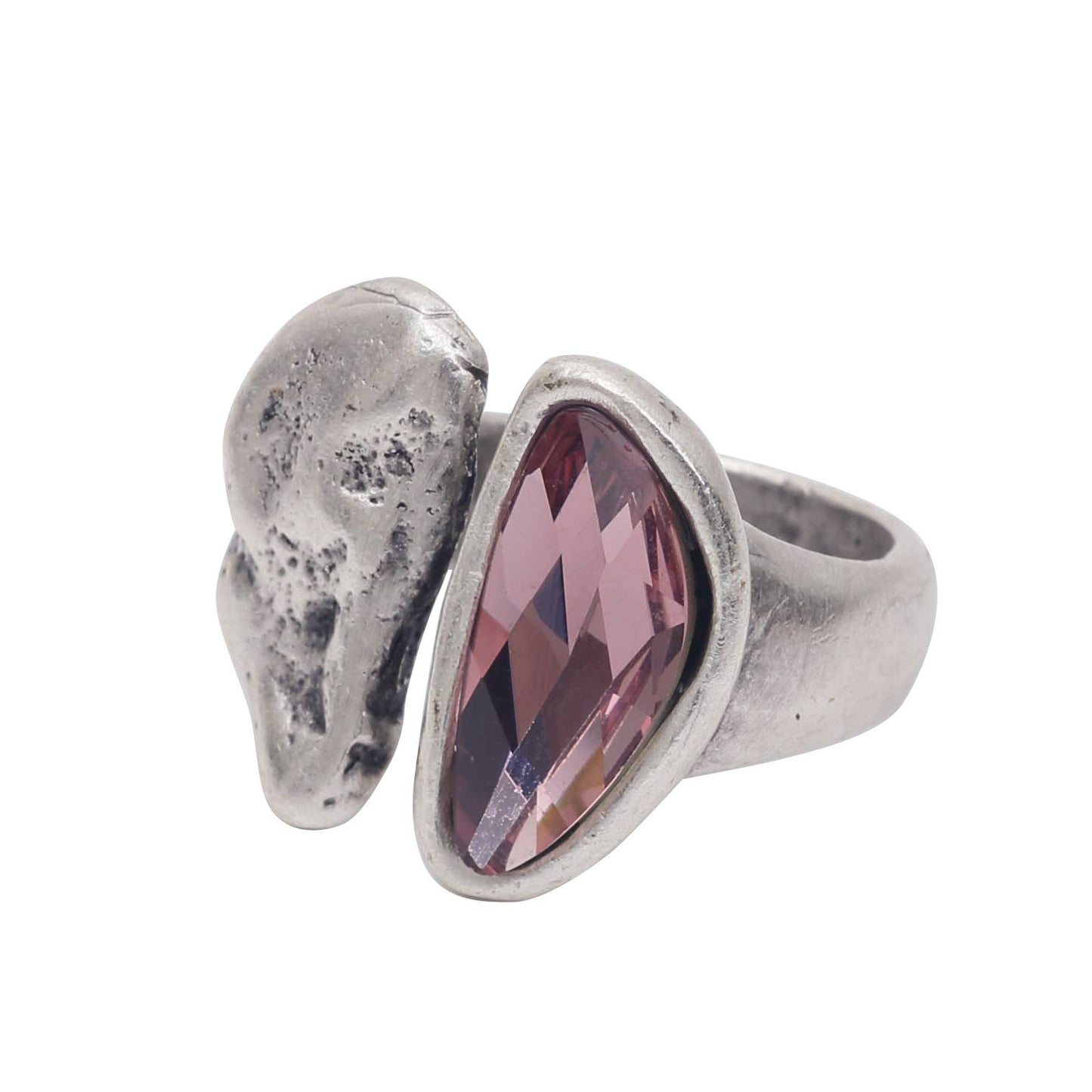 Chanour - Handmade Pink Crystal Brass Ring - 6993