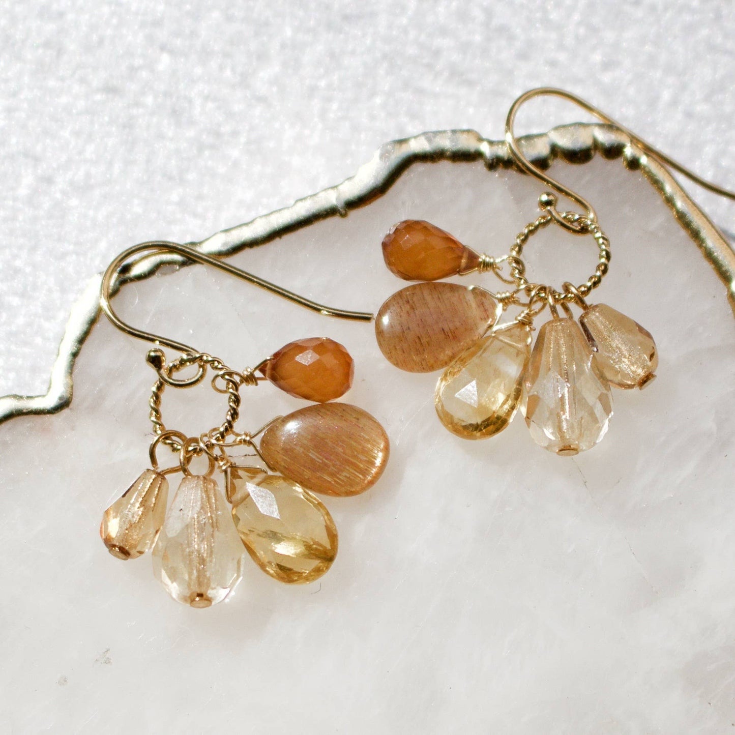 a.v. max - Semi Precious Cluster Earrings: Black/Star Qtz