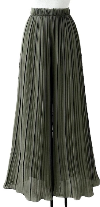 LOOWIE - ELPLO Italian Olive Pleated Wide Legs Pants LOOWIE