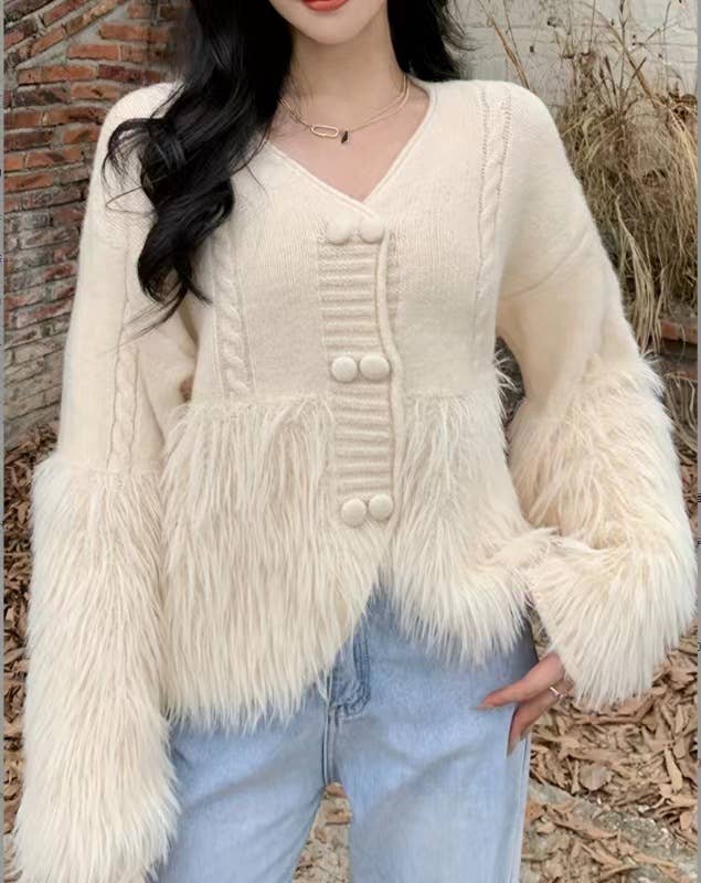 PEACH ACCESSORIES - SDK177 Fluffy sleeves cardigans