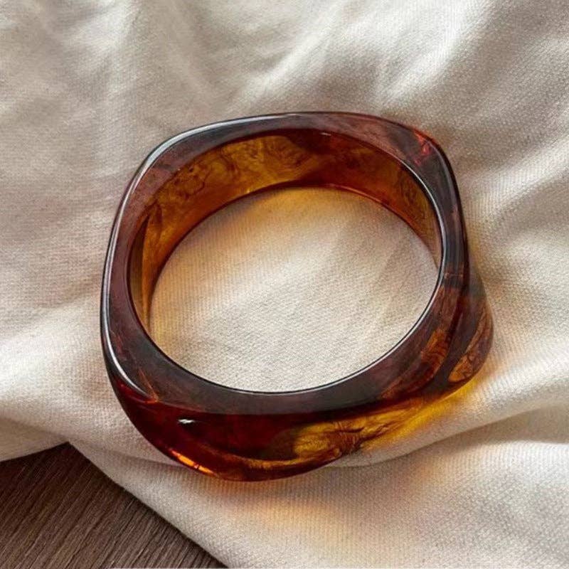 Dipped Shop - Vintage Irregular Acetate Wide Cuff Bracelet DP25D714: D Amber