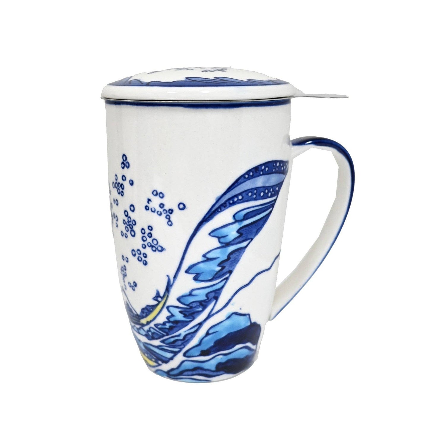 Urban Tokyo - Great Wave Design 15oz Tea Mugs with Lid and Infuser for Loose Leaf Tea (4/32)