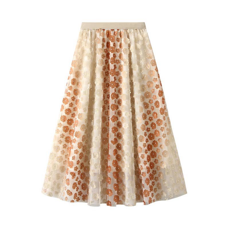 PEACH ACCESSORIES - SK109 Small daisy embellished skirt: Blue