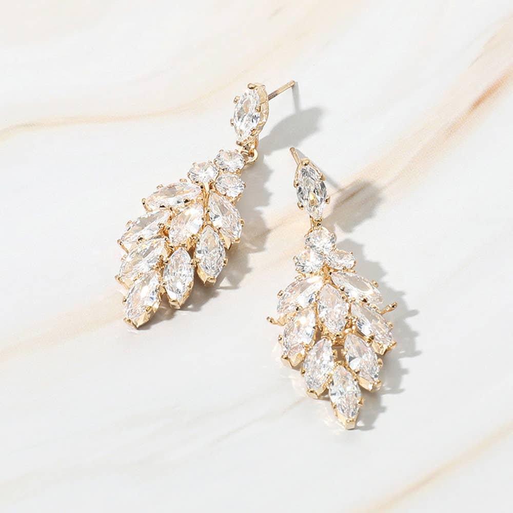 Sensibling Corp. - Marquise CZ Stone Cluster Dangle Evening Earrings: Silver