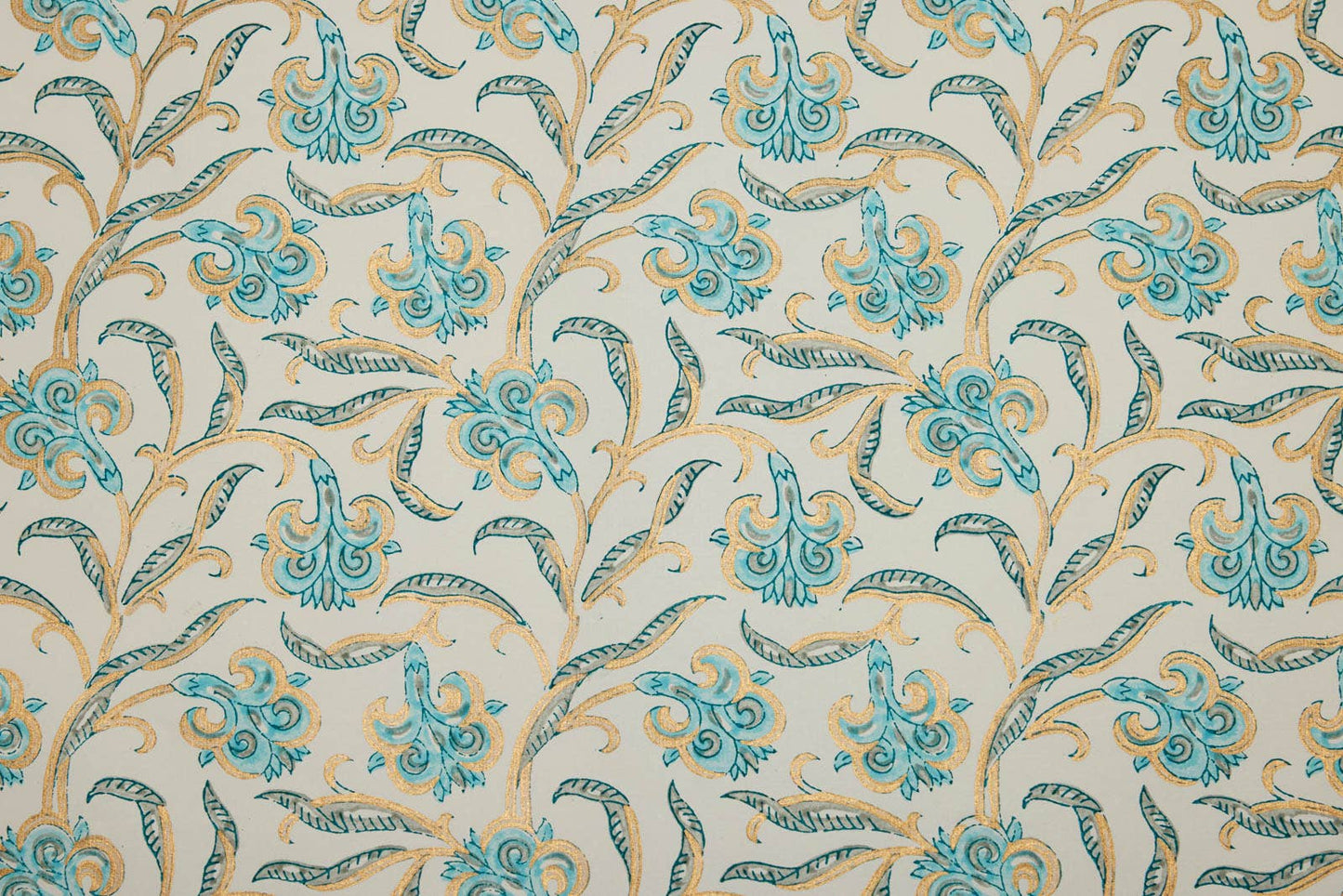 Paper Mirchi - Hand Block Printed Gift Wrap Sheets - Iris Glitz Turquoise