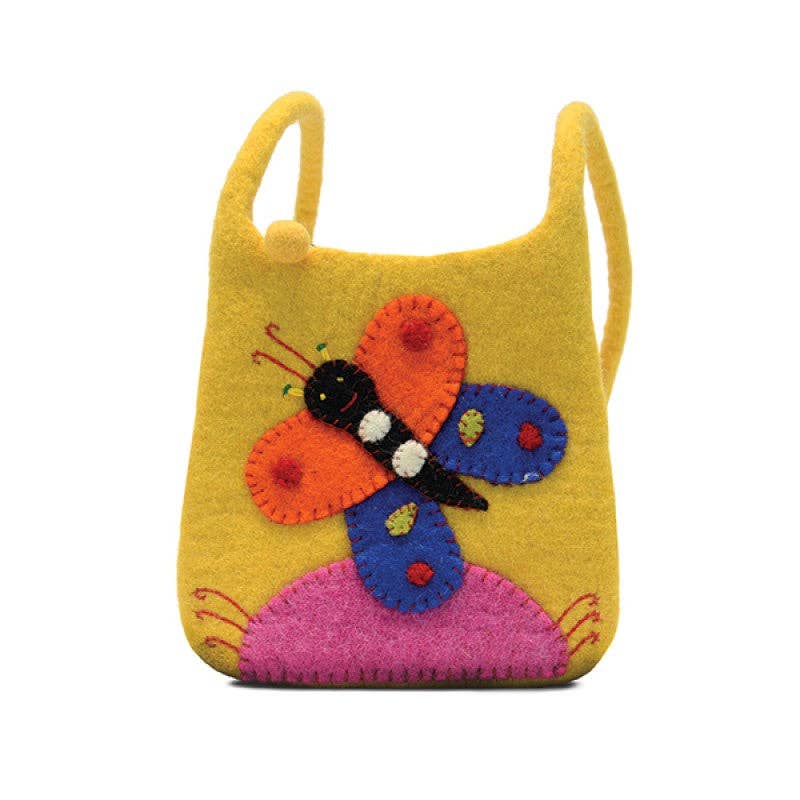 BNB Crafts Inc. - Butterfly Felted Cross Body Kids Bag: PINK