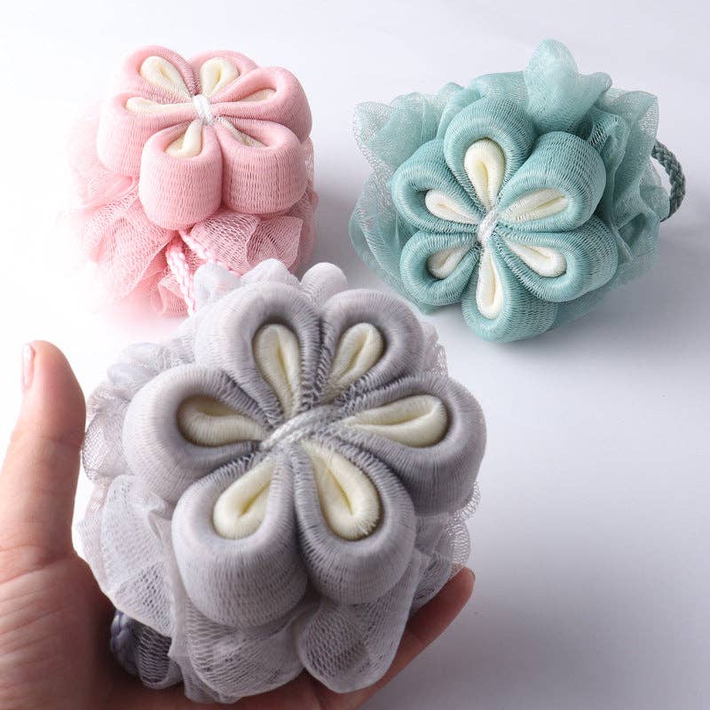 WEST AUSSIE SUPPLIES - PAPO- Flower Shower Pouf Premium Quality and Rich Foaming: GREEN
