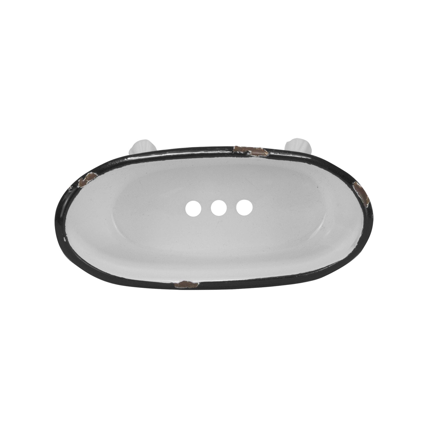 Foreside Home & Garden - Black Distressed Rim White Enamel Bathtub Soap Dish