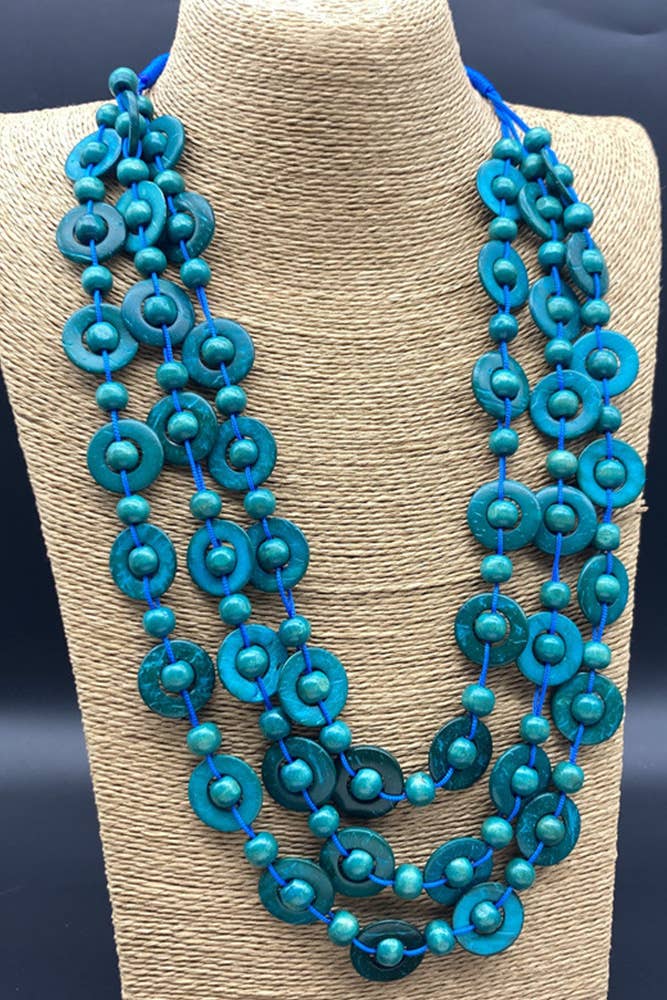 UNISHE - Colorful Wooden Beads Necklace MOQ 5pcs ZZKF648: 01 / One Size