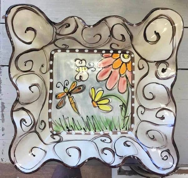 Heartfelt Traditions - Small Plate (Swirl Dragonfly Flowers)