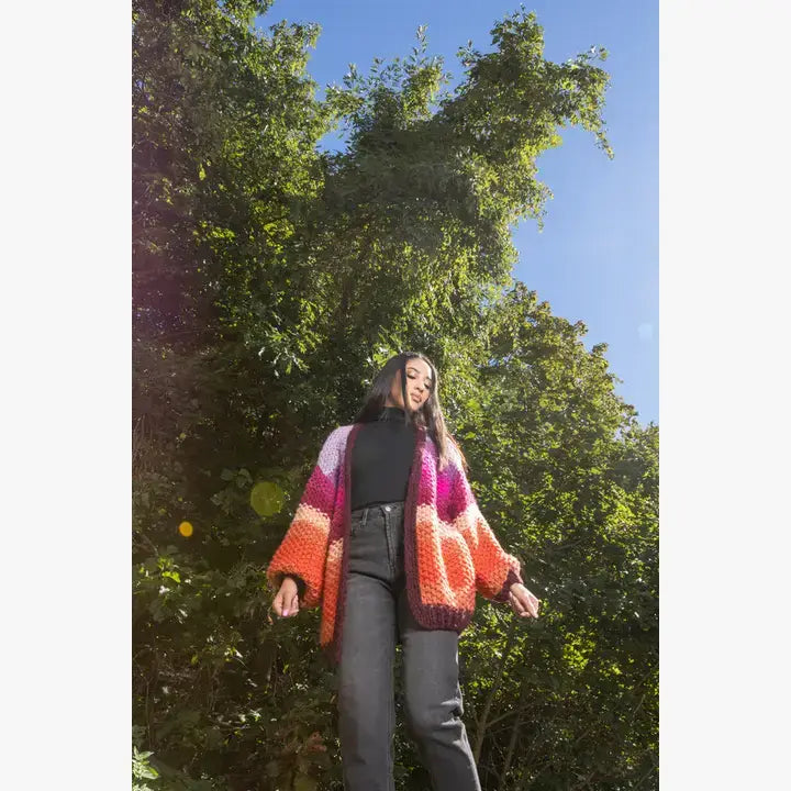 SAACHI - Rainbow Knitted Cardigan: Multi
