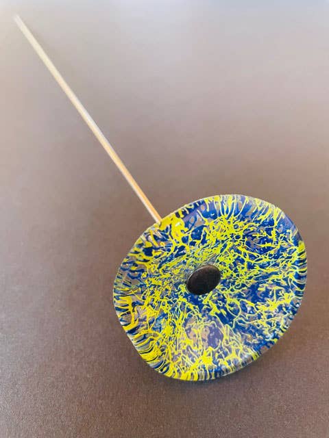 CARNEOL GLASS - Small Glass Flower For Inside In Transp.-A.Green-D.Blue