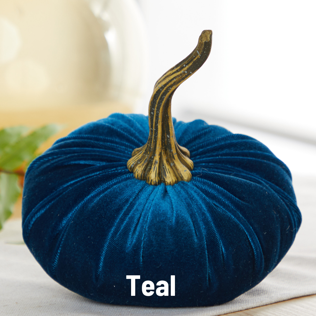 Your Heart's Content - Pumpkin Large Velvet, Fall Decor, Shelf Sitter, Tablescape: Avocado