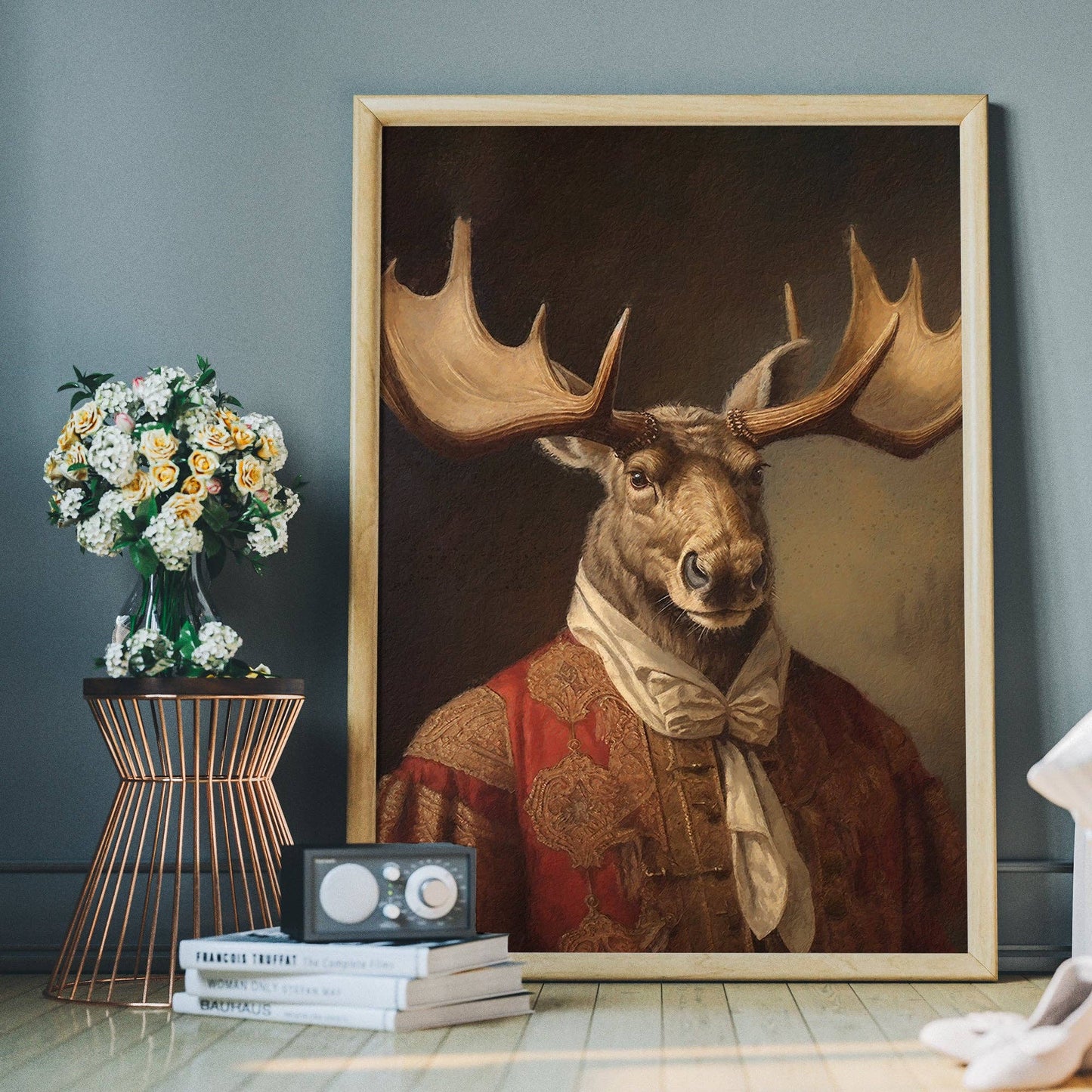 Ink & Drop - Moose Animal Portrait Print: 11 ¾ x 15 ¾ in | 30x40 cm / Matte