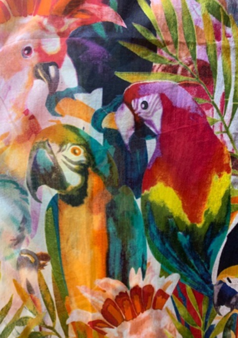 KikiSol - Papaya Parrots KikiSol Boyfriend Shirt: M