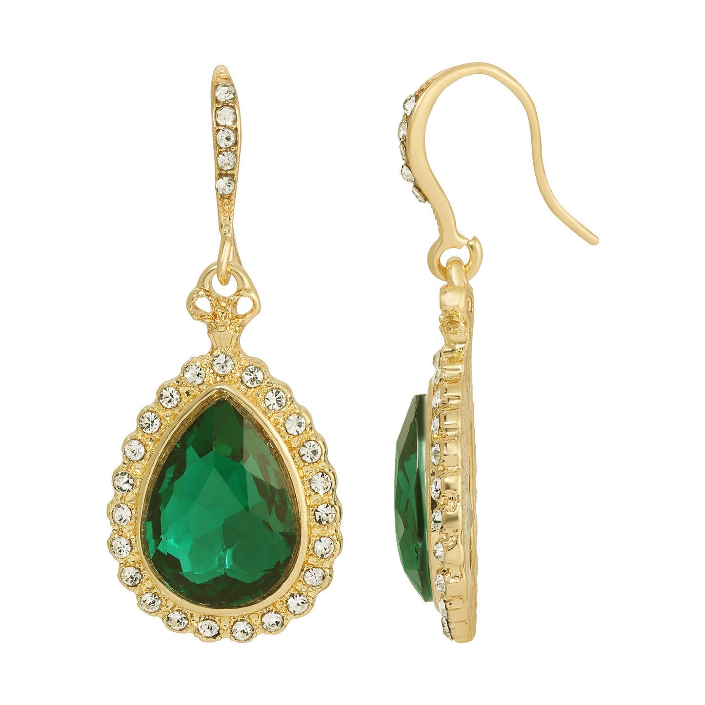 1928 Jewelry - Regency Stone Teardrop Crystal Drop Earrings: Red